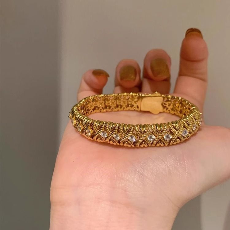 ACOOE Vintage French Retro Luxury Bracelet - Heavy Craft Palace Style Bangle Jewelry