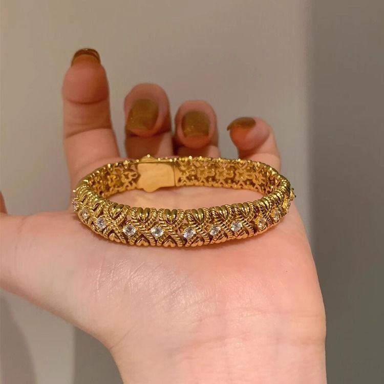 ACOOE Vintage French Retro Luxury Bracelet - Heavy Craft Palace Style Bangle Jewelry