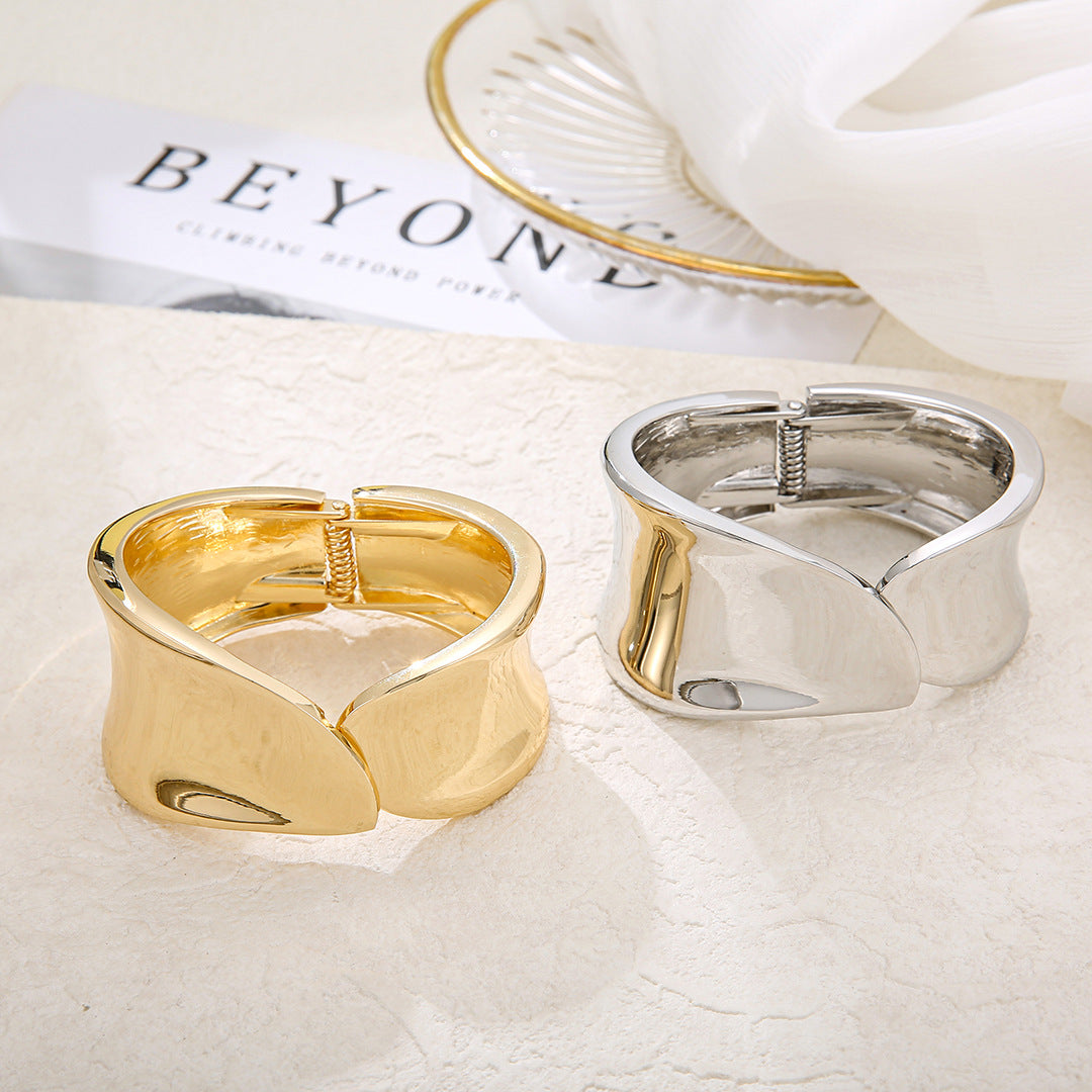   ACOOE Large Glossy Gold Bracelet for Women - Luxury Fashion Jewelry 12 