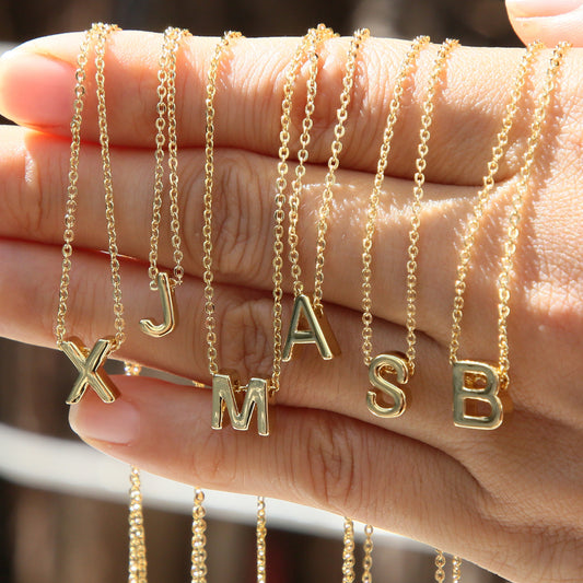   ACOOE 18K Gold Plated DIY 26 Letter Heart Pendant Necklace 03 