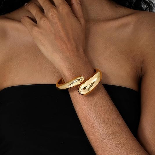  ACOOE 14K Gold Plated Chunky Open Twist Stackable Bracelets for Women 01 