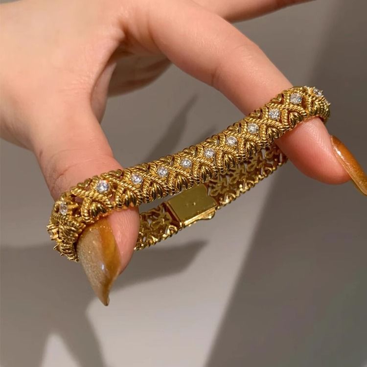   ACOOE Vintage French Retro Luxury Bracelet - Heavy Craft Palace Style Bangle Jewelry 