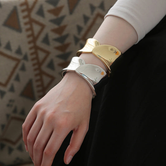   ACOOE Large Glossy Gold Bracelet for Women - Luxury Fashion Jewelry 12 