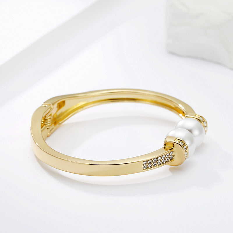   ACOOE Gold-Plated Pearl Bracelet - Sparkling Fashion Jewelry 04 