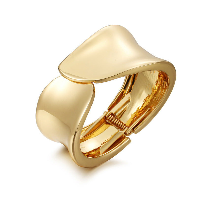   ACOOE Large Glossy Gold Bracelet for Women - Luxury Fashion Jewelry 12 
