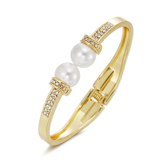   ACOOE Gold-Plated Pearl Bracelet - Sparkling Fashion Jewelry 04 
