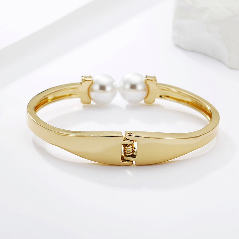   ACOOE Gold-Plated Pearl Bracelet - Sparkling Fashion Jewelry 04 
