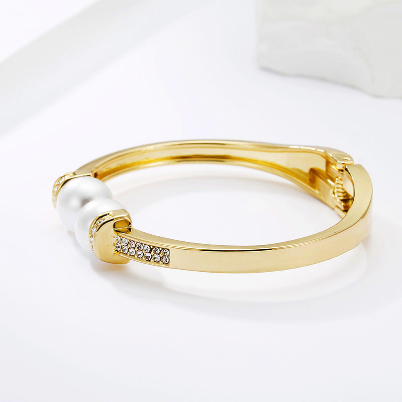  ACOOE Gold-Plated Pearl Bracelet - Sparkling Fashion Jewelry 04 